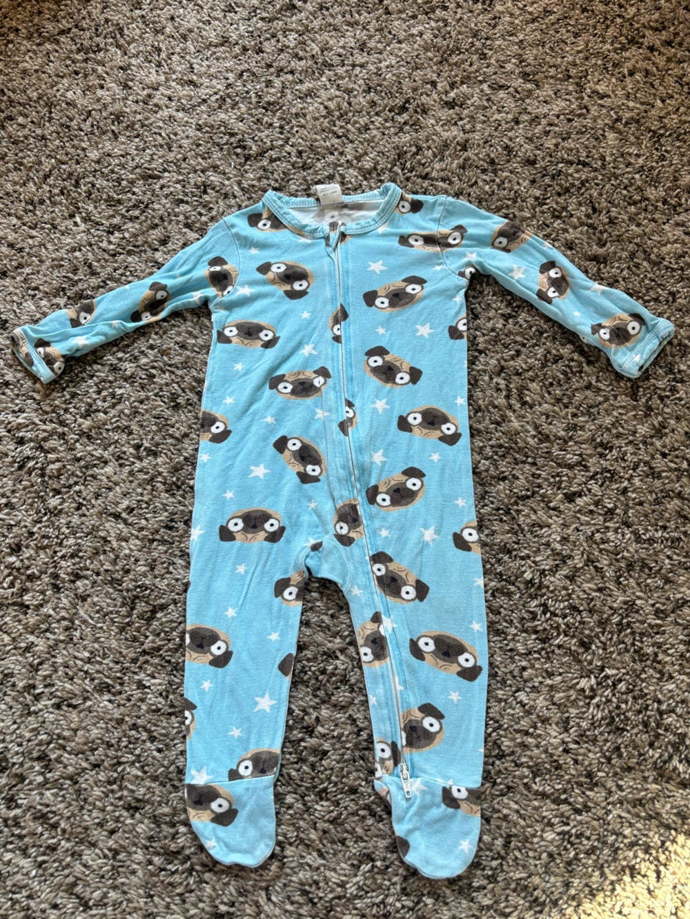 Larkspur bamboo Baby Footed Pajamas with Puppy Print